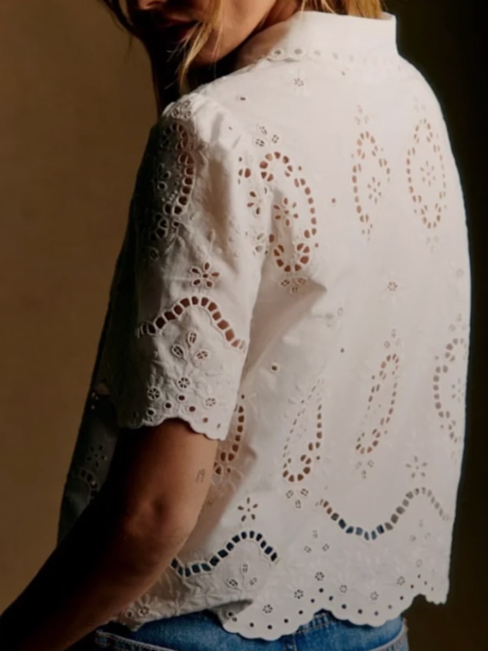 Sezane Eyelet Blouse in Ecru - Picture 2 of 5